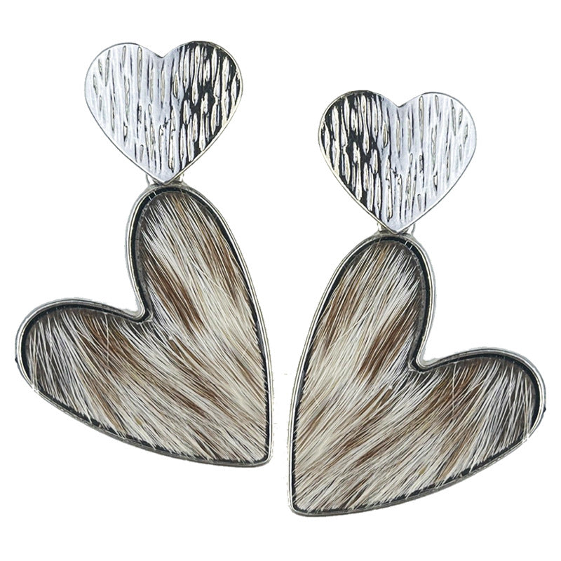 Wholesale 2Pairs/pack Double Love Fashion Western Cow Leopard Leather Earrings